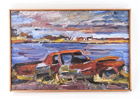 Abstract Oil On Canvas Of Car