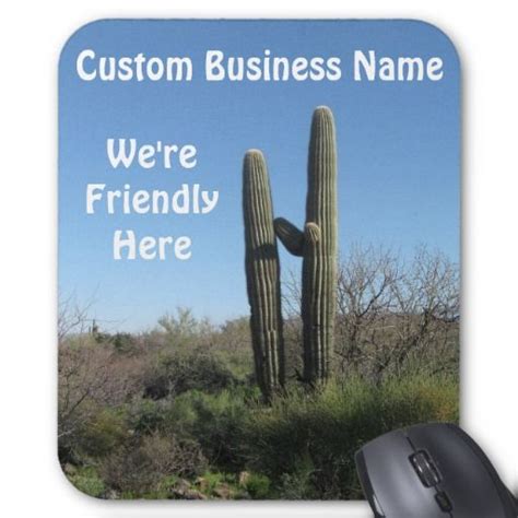 Funny Hugging Saguaro Cacti Custom Business Promotional Mouse Pad Will