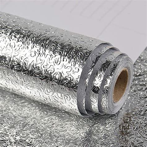 Veelike Aluminio Efecto Papel Pintado Cocina Papel Pared Aluminio