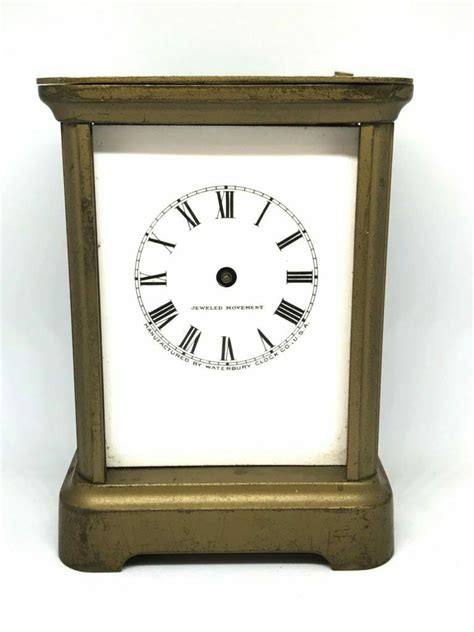 Antique 1907 Waterbury Clock Co Carriage Alarm Clock For Partsrepair