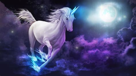 White Unicorn In Moon Sky Background Hd Unicorn Wallpapers Hd