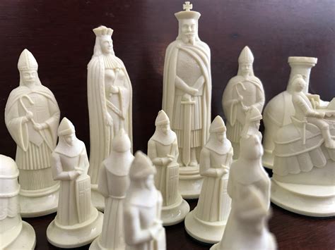 Vintage Chess Set Florentine Kingsway Chess Pieces 1950s Collectors