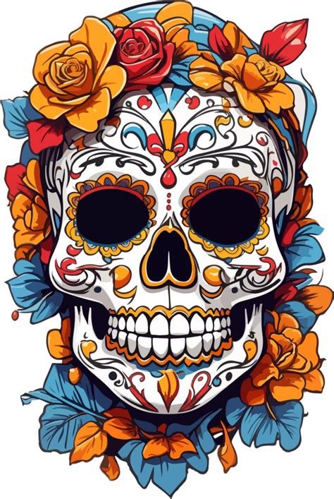 Sugar Skull Day Of The Dead Illustration With Ai Generative 29291244 Png