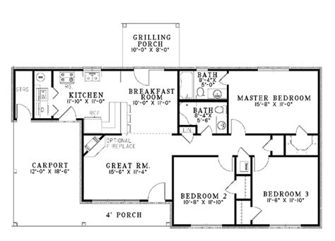 Ranch Style House Plan 3 Beds 2 Baths 1166 Sqft Plan 17 3297