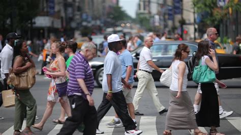 New York City Crowd Of People Walking Crossing Street Stock Footage Crowd People York City