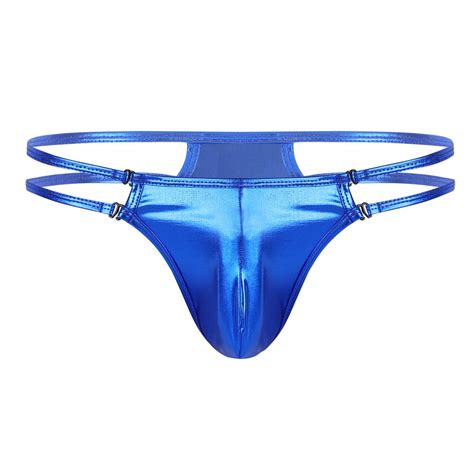 Buy Inlzdz Men S Shiny Metallic Bulge Pouch G String Thong Bikini Briefs Strappy Jockstrap