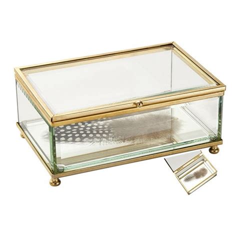 Decorative Clear Glass Jewelry Box With Feathers Glass Jewelry Box Glass Boxes Glass Decor