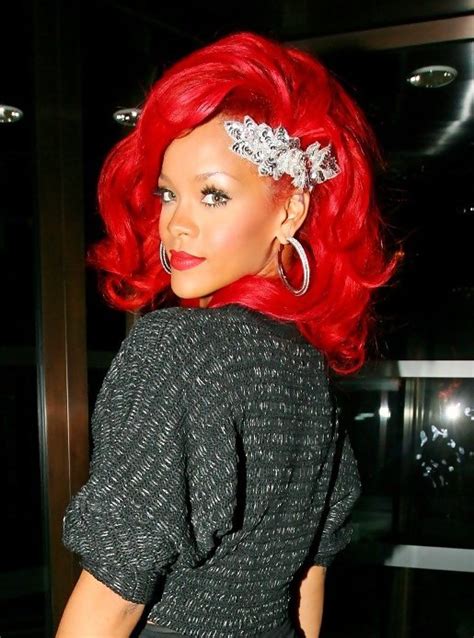 Rihanna Medium Red Hair Style With Layers Hairstyles Weekly