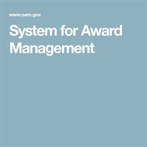 System For Award Management System For Award Management Management