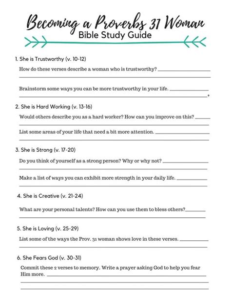 Proverbs 31 Woman Free Printable Bible Study Bible Study