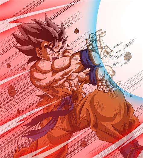 Goku Con Kaioken Haciendo Un Kamehameha Anime Dragon Ball Super