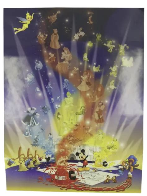 Walt Disney World Where Magic Lives Lithograph Poster X Mickey Tinkerbell Picclick