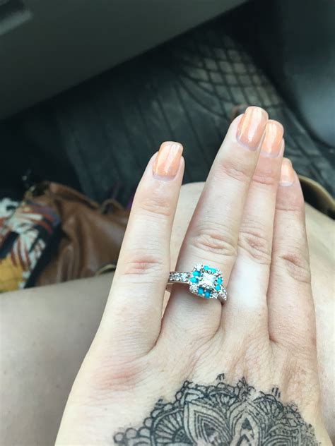 Diamond Ring With Turquoise Accents Wedding Rings Turquoise Accents