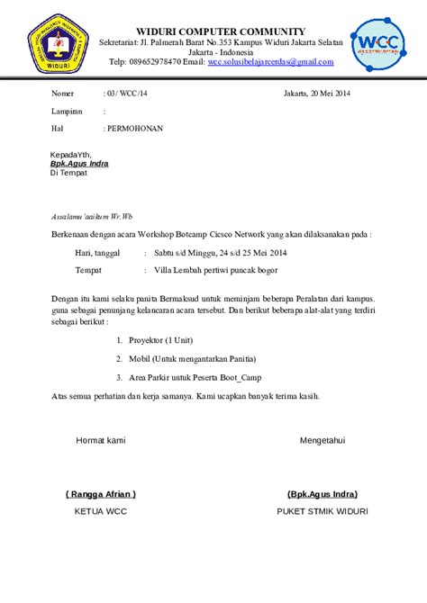 Contoh Surat Permohonan Peminjaman Barang Homecare24