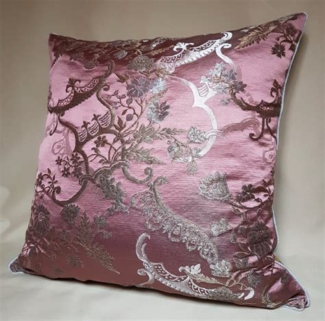 Throw Pillow Cover Mauve And Gold Silk Brocade Rubelli Fabric Etsy