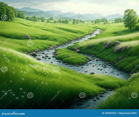Serene Countryside Haven: Natural Harmony Stock Illustration