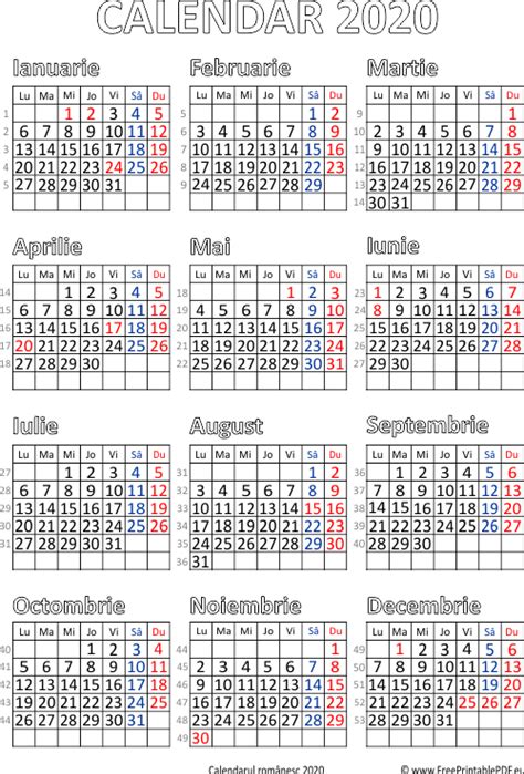 Imprimare Calendar Pentru 2020 Fișierele Pdf Gratuite Pentru Imprimare