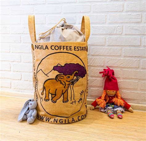 Inspired by centuries of tradition, we meticulously source our coffee from sustainable farms around. Insert elephant - Laundry basket made of burlap coffee ...