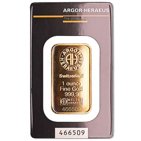Buy 1 Oz Argor Heraeus Swiss Gold Bullion Bar