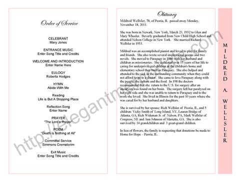 Memorial Programs Celebration Of Life Obituary Template Traditional