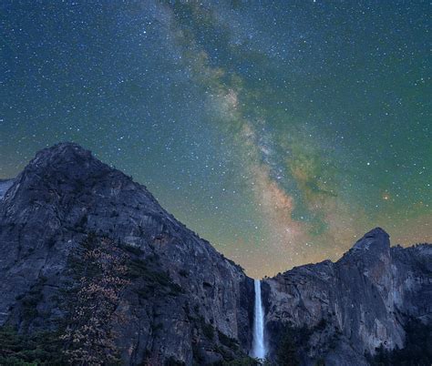 Milky Way Over Bridal Veil Falls Yosemite Valley Yosemite National