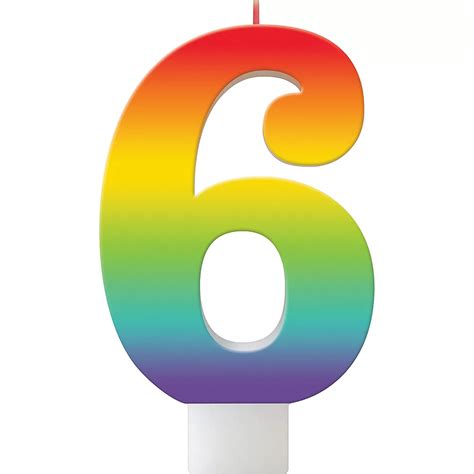 Rainbow Number 6 Birthday Candle 4 34in Party City Canada