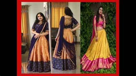 Beautiful Half Saree Designs Collection Lehenga Choli Pattu Langa Voni Youtube