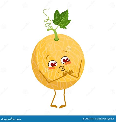 Cute Melon Character Falls In Love With Eyes Hearts Face Arms And Legs The Funny Or Smile