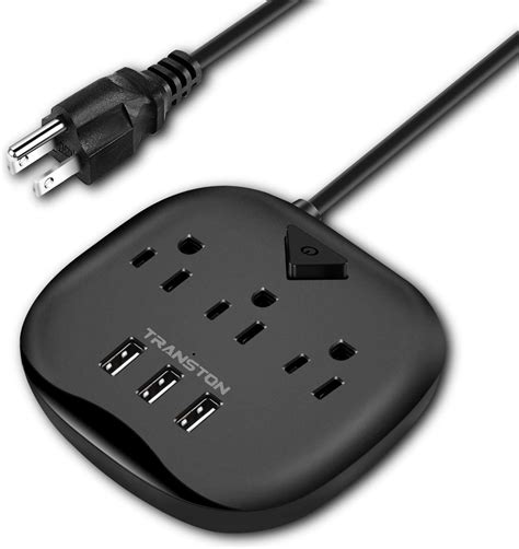 Power Strip 3 Outlets And 3 Usb Ports With Switch Control Desktop