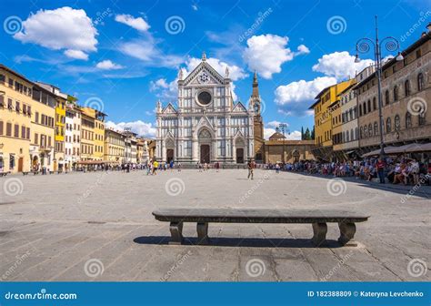 View On Piazza Santa Croce Square And The Main Front Church Of Santa