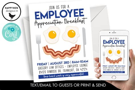Editable Employee Appreciation Breakfast Template Flyer Invitation