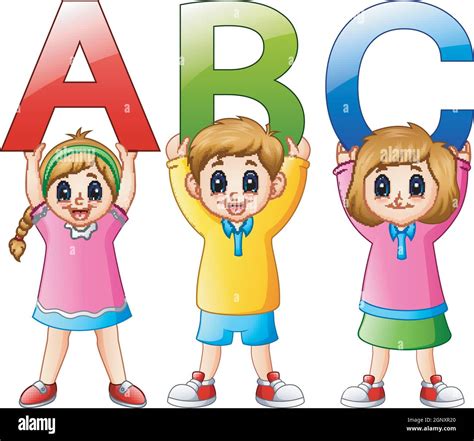 Cartoon Kids Showing Alphabets Stock Vector Image And Art Alamy