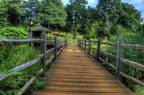 Brown Wooden Bridge Photo Wooden Bridge Photo Savill Gardens Nature