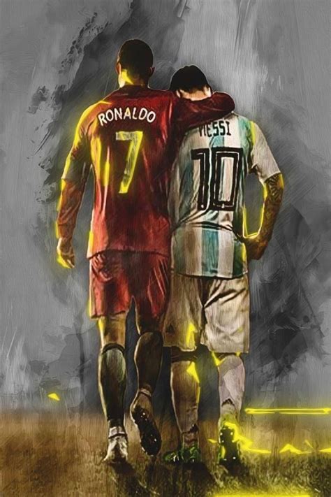 Cristiano Ronaldo And Lionel Messi Friendship Canvas Art Poster Mobile Wallpaper Home Wall