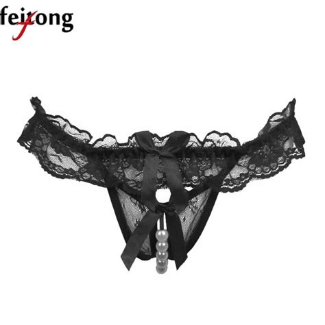 Feitong Sexy Lingerie Lace Underwear Pearl Sexy Thong Chain Thong Culotte Femme Temptation