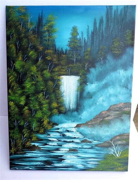 Bob Ross Style Oil Painting Winter Wilderness Alaska Waterfall Etsy