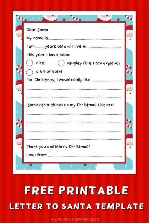 Letter To Santa Printable Template Free