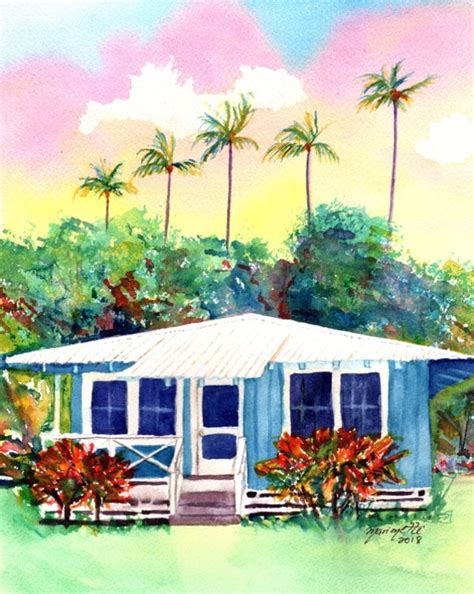 Hawaii Decor Plantation House Art Kauai Painting Hawaii Art Print