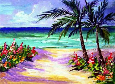 In This Lesson Tropical Beach View Ginger Shows To Paint A Colorful