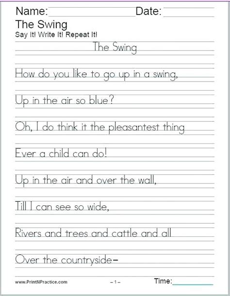 Handwriting Worksheets For Adults Printable