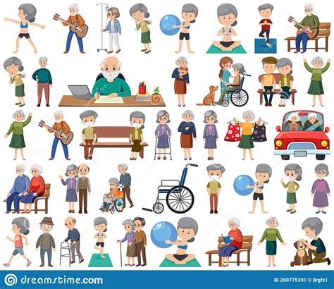 Collection Of Elderly People Icons Stock Vector Illustration Of Clip Cartoon