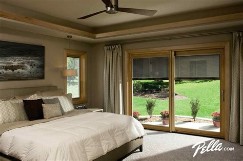 Modern sliding patio doors generally offer a much slimmer, more contemporary look, and the problems of sticking and misalignment have been lessened. Pella® Designer Series® sliding patio door - Contemporary ...
