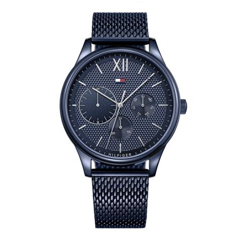 Tommy Hilfiger Damon Blue Steel Mesh Bracelet Mens Watch Watches From