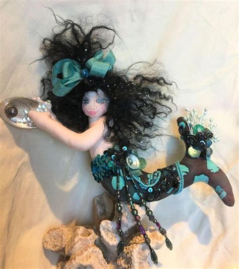 Ooak Mermaid Art Doll Sea Fantasy Soft Sculpture Cloth Mermaid Etsy