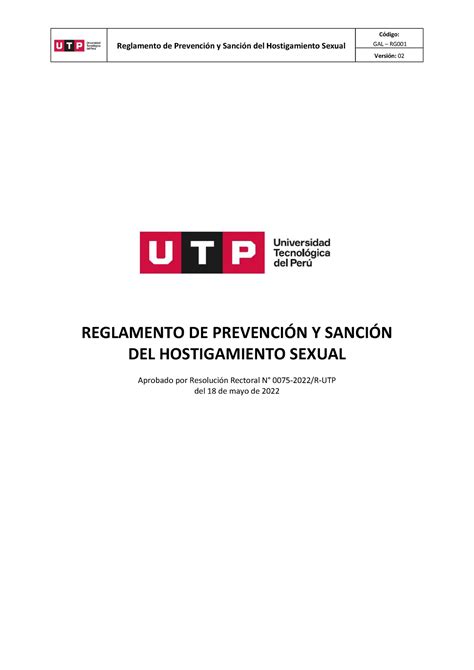 Reglamento De Prevencion Y Sancion Del Hostigamiento Sexual Reglamento De Prevención Y Sanción