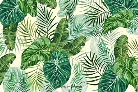 Free Vector Green Tropical Leaves Decorative Background Fondo Hojas
