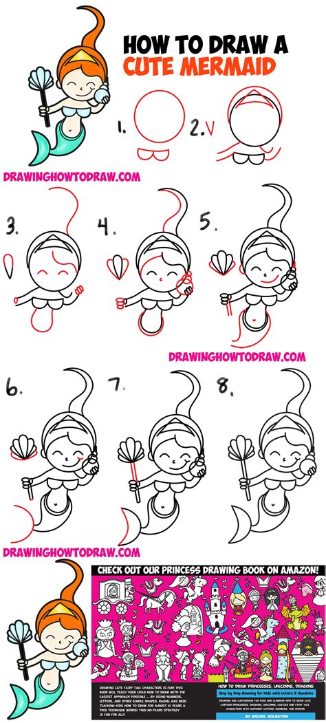 How To Draw A Cute Cartoon Mermaid Kawaii With Easy Step By Step