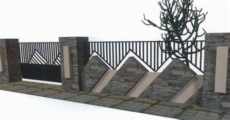 model pagar rumah minimalis  tembok  besi