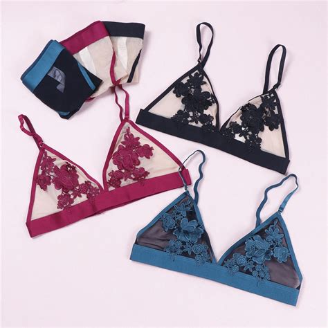 new wire free bra set thin triangle cups size s xl solid color bra and panty set lingerie