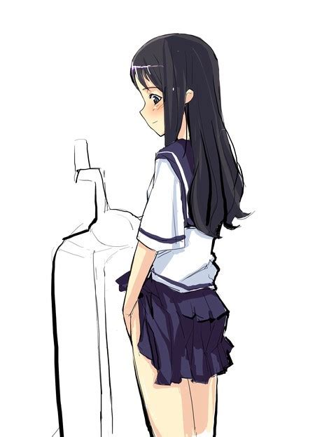 1girl No Man S Land Original Peeing Pleated Skirt School Uniform